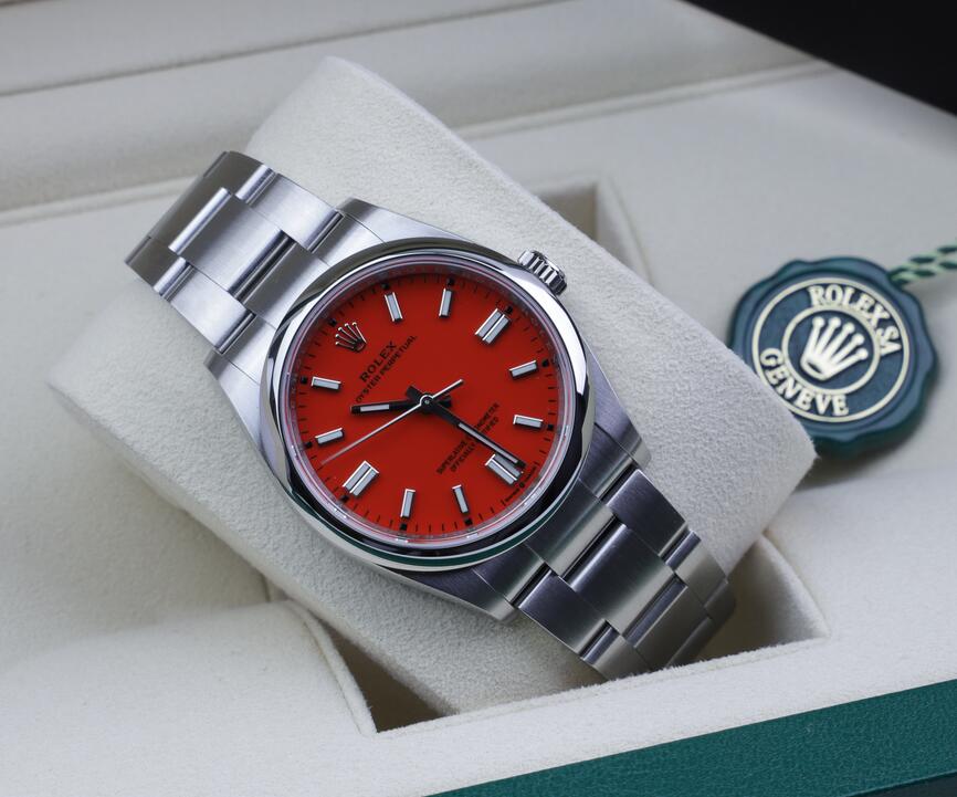 Swiss reproduction watches look evident with coral red color.